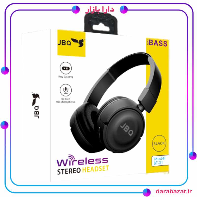 هدست وایرلس بلوتوثی جی بی کیو B31-خرید هدست اورجینال دارا بازار JBQ Deep Bass Speaker Wireless STEREO Headset (BT-31)