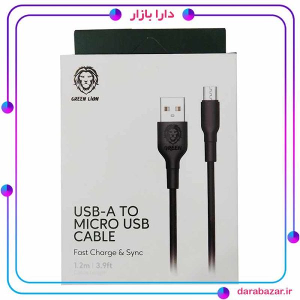 کابل میکرو یو اس بی گرین لیون طول 1.2 متر-خرید کابل شارژ اورجینال دارا بازار GREEN LION USB-A TO MICRO USB CABLE FAST CHARGE & SYNC 1.2M
