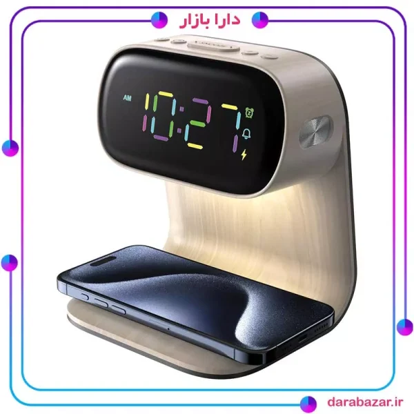 Green Lion Bedside Clock With Wireless Charger-ساعت رومیزی و استند شارژ گرین لاین-محصولات گرین لاین-دارا بازار