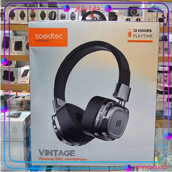 هدفون بلوتوثی پرودو-Porodo Vintage Wireless ENC Headphone-محصولات پرودو-دارا بازار