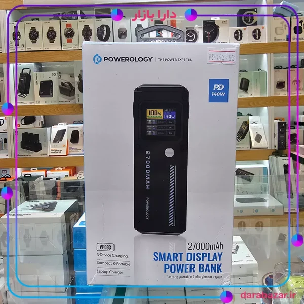 پاوربانک هوشمند 27000 میلی آمپر 140 وات پاورولوژی-Powerology 27000mAh Smart Display Power Bank-محصولات پاورولوژی-دارا بازار
